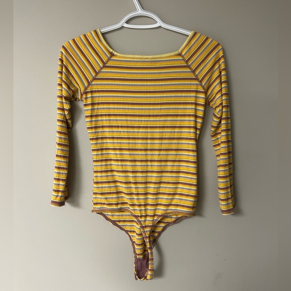 Free People Put A Stripe On It Long Sleeve Bodysuit - Picture 2 of 4